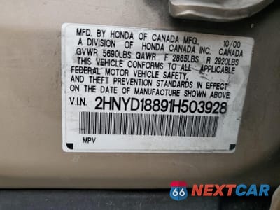 Zdjęcie 13 z 15 samochodu: 2001 ACURA MDX TOURING VIN:2HNYD18891H503928 - miniatura