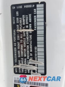 Zdjęcie 13 z 15 samochodu: 2012 VOLKSWAGEN EOS KOMFORT VIN:WVWBW7AH4CV013183 - miniatura