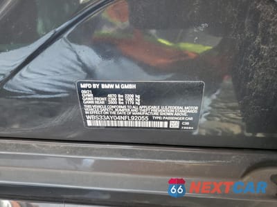 Zdjęcie 12 z 12 samochodu: 2022 BMW M3 COMPETITION VIN:WBS33AY04NFL92055 - miniatura