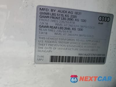 Zdjęcie 13 z 16 samochodu: 2021 AUDI Q3 PREMIUM 40 VIN:WA1AUCF37M1089183 - miniatura