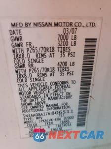 Zdjęcie 13 z 13 samochodu: 2007 INFINITI QX56 VIN:5N3AA08A17N806511 - miniatura