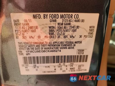 Zdjęcie 13 z 13 samochodu: 2012 FORD ESCAPE LIMITED VIN:1FMCU9EG8CKA65274 - miniatura