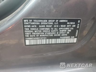 Zdjęcie 12 z 14 samochodu: 2013 VOLKSWAGEN PASSAT SE VIN:1VWBH7A33DC127121 - miniatura
