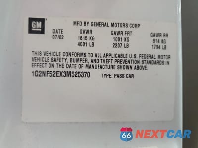 Zdjęcie 12 z 12 samochodu: 2003 PONTIAC GRAND AM SE1 VIN:1G2NF52EX3M525370 - miniatura