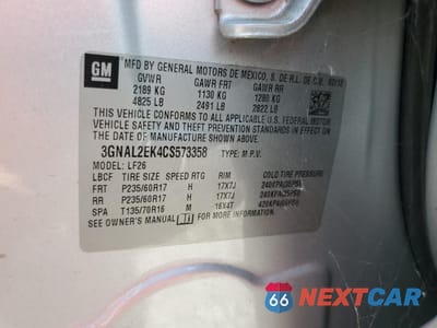 Zdjęcie 13 z 13 samochodu: 2012 CHEVROLET CAPTIVA SPORT VIN:3GNAL2EK4CS573358 - miniatura