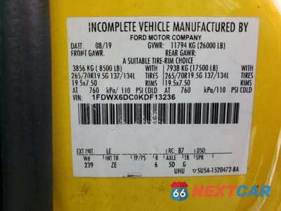 Zdjęcie 13 z 13 samochodu: 2019 FORD F650 SUPER DUTY VIN:1FDWX6DC0KDF13236 - miniatura