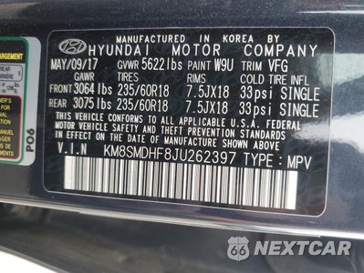 Zdjęcie 13 z 13 samochodu: 2018 HYUNDAI SANTA FE SE VIN:KM8SMDHF8JU262397 - miniatura
