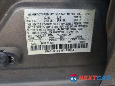 Zdjęcie 12 z 12 samochodu: 2001 NISSAN ALTIMA XE VIN:1N4DL01D61C195084 - miniatura