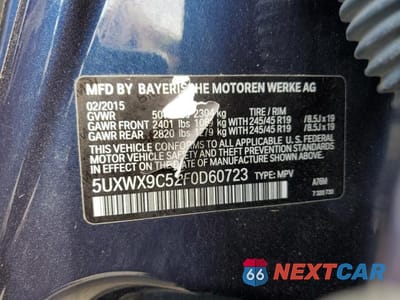 Zdjęcie 13 z 13 samochodu: 2015 BMW X3 XDRIVE28I VIN:5UXWX9C52F0D60723 - miniatura