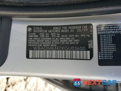 Zdjęcie 12 z 12 samochodu: 1999 BMW 528 I AUTOMATIC VIN:WBADM6342XGU03600 - miniatura