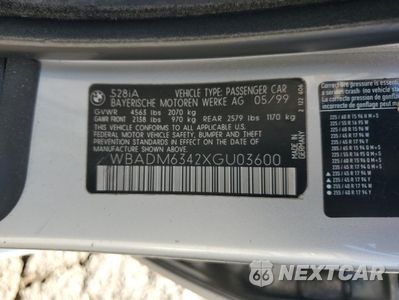 Zdjęcie 12 z 12 samochodu: 1999 BMW 528 I AUTOMATIC VIN:WBADM6342XGU03600 - miniatura