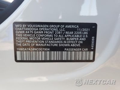 Zdjęcie 12 z 13 samochodu: 2022 VOLKSWAGEN PASSAT SE VIN:1VWSA7A38NC007904 - miniatura