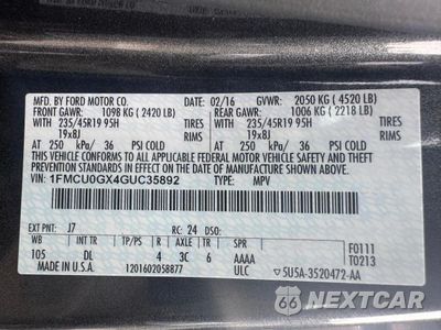 Zdjęcie 15 z 15 samochodu: 2016 FORD ESCAPE SE VIN:1FMCU0GX4GUC35892 - miniatura