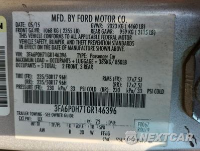 Zdjęcie 13 z 15 samochodu: 2016 FORD FUSION SE VIN:3FA6P0H71GR146396 - miniatura