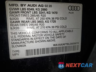 Zdjęcie 14 z 14 samochodu: 2020 AUDI Q7 PREMIUM VIN:WA1AXAF79LD005876 - miniatura