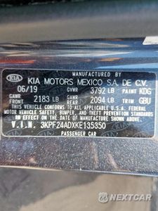 Zdjęcie 12 z 13 samochodu: 2019 KIA FORTE FE VIN:3KPF24ADXKE135350 - miniatura