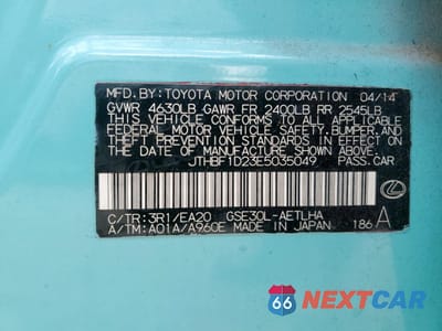 Zdjęcie 12 z 12 samochodu: 2014 LEXUS IS 250 VIN:JTHBF1D23E5035049 - miniatura