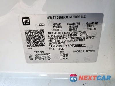 Zdjęcie 12 z 12 samochodu: 2023 GMC SIERRA K2500 SLE VIN:1GT29MEY7PF205911 - miniatura