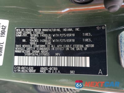 Zdjęcie 13 z 16 samochodu: 2020 TOYOTA SEQUOIA SR5 VIN:5TDBY5G14LS176855 - miniatura