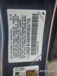 Zdjęcie 12 z 13 samochodu: 2009 HONDA CIVIC LX-S VIN:2HGFA166X9H503716 - miniatura