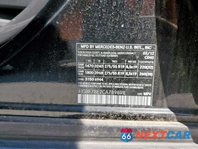 Zdjęcie 12 z 12 samochodu: 2012 MERCEDES-BENZ GL 450 4MATIC VIN:4JGBF7BE2CA789898 - miniatura