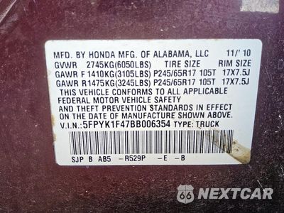 Zdjęcie 12 z 14 samochodu: 2011 HONDA RIDGELINE RTS VIN:5FPYK1F47BB006354 - miniatura