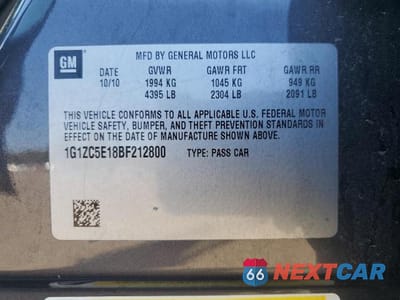 Zdjęcie 12 z 12 samochodu: 2011 CHEVROLET MALIBU 1LT VIN:1G1ZC5E18BF212800 - miniatura