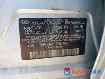 Zdjęcie 12 z 12 samochodu: 2010 HYUNDAI SONATA GLS VIN:5NPET4AC9AH624056 - miniatura