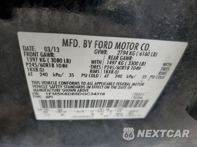 Zdjęcie 12 z 12 samochodu: 2013 FORD EXPLORER XLT VIN:1FM5K8D85DGC34318 - miniatura
