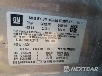 Zdjęcie 13 z 13 samochodu: 2013 BUICK ENCORE CONVENIENCE VIN:KL4CJFSB1DB059512 - miniatura