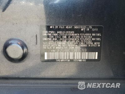 Zdjęcie 14 z 15 samochodu: 2012 SUBARU FORESTER 2.5X VIN:JF2SHBBC7CH435769 - miniatura