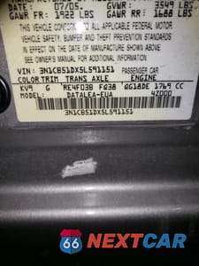 Zdjęcie 12 z 12 samochodu: 2005 NISSAN SENTRA 1.8 VIN:3N1CB51DX5L591151 - miniatura
