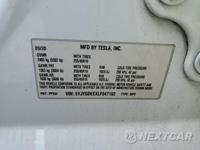 Zdjęcie 12 z 12 samochodu: 2020 TESLA MODEL Y VIN:5YJYGDEEXLF047102 - miniatura