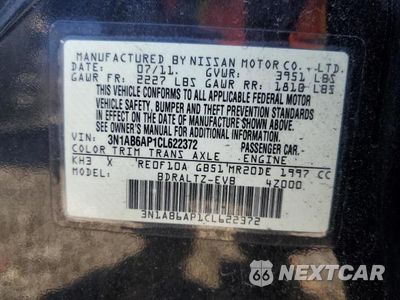 Zdjęcie 13 z 13 samochodu: 2012 NISSAN SENTRA 2.0 VIN:3N1AB6AP1CL622372 - miniatura