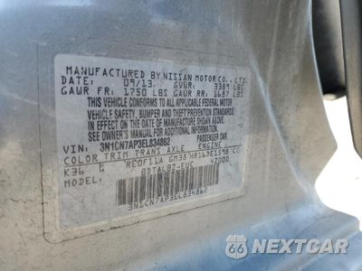 Zdjęcie 12 z 14 samochodu: 2014 NISSAN VERSA S VIN:3N1CN7AP3EL834862 - miniatura