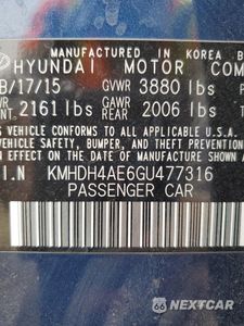 Zdjęcie 12 z 12 samochodu: 2016 HYUNDAI ELANTRA SE VIN:KMHDH4AE6GU477316 - miniatura