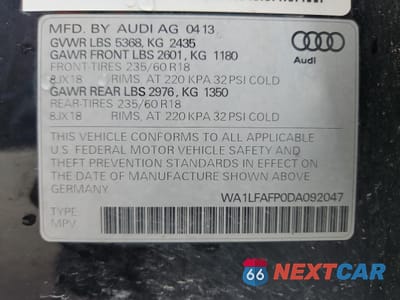Zdjęcie 13 z 15 samochodu: 2013 AUDI Q5 PREMIUM PLUS VIN:WA1LFAFP0DA092047 - miniatura