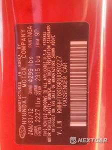 Zdjęcie 12 z 12 samochodu: 2013 HYUNDAI GENESIS COUPE 2.0T VIN:KMHHT6KD9DU080227 - miniatura