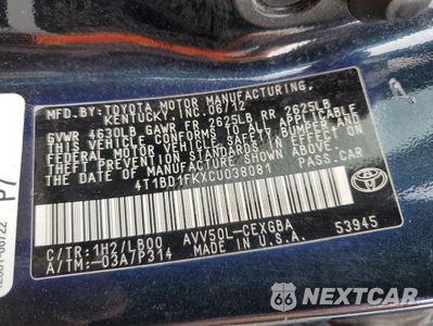Zdjęcie 13 z 13 samochodu: 2012 TOYOTA CAMRY HYBRID VIN:4T1BD1FKXCU038081 - miniatura