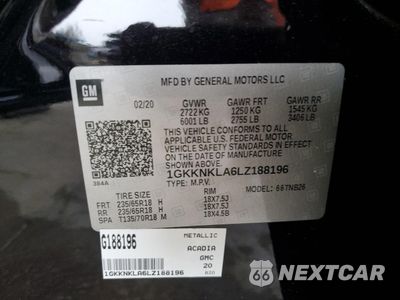 Zdjęcie 13 z 13 samochodu: 2020 GMC ACADIA SLE VIN:1GKKNKLA6LZ188196 - miniatura