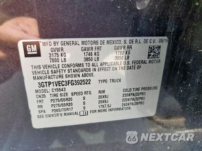 Zdjęcie 12 z 14 samochodu: 2015 GMC SIERRA C1500 SLT VIN:3GTP1VEC3FG392522 - miniatura