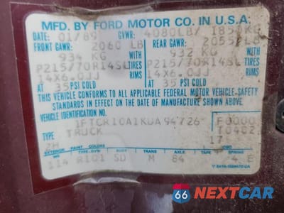 Zdjęcie 12 z 12 samochodu: 1989 FORD RANGER VIN:1FTCR10A1KUA94726 - miniatura