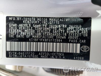 Zdjęcie 12 z 14 samochodu: 2015 TOYOTA CAMRY LE VIN:4T1BF1FK8FU112984 - miniatura