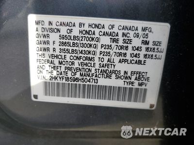 Zdjęcie 13 z 15 samochodu: 2006 HONDA PILOT EX VIN:2HKYF18596H504713 - miniatura