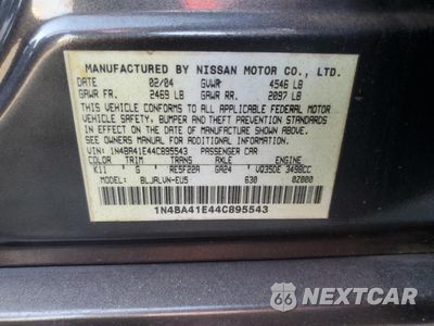 Zdjęcie 12 z 12 samochodu: 2004 NISSAN MAXIMA SE VIN:1N4BA41E44C895543 - miniatura