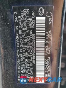 Zdjęcie 12 z 12 samochodu: 2013 LEXUS ES 300H VIN:JTHBW1GG3D2026858 - miniatura