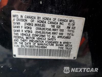 Zdjęcie 12 z 12 samochodu: 2007 HONDA RIDGELINE RTL VIN:2HJYK16517H524894 - miniatura