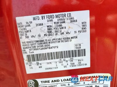 Zdjęcie 12 z 12 samochodu: 2009 FORD F150 SUPERCREW VIN:1FTRW12809FB47072 - miniatura