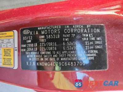 Zdjęcie 14 z 14 samochodu: 2012 KIA SEDONA LX VIN:KNDMG4C79C6483700 - miniatura