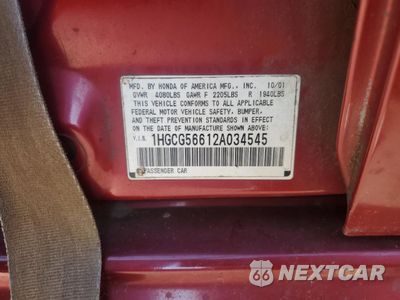 Zdjęcie 12 z 14 samochodu: 2002 HONDA ACCORD EX VIN:1HGCG56612A034545 - miniatura